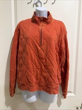 Women’s Orange Quilted Half-Zip Sweater